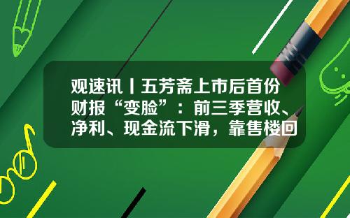 观速讯丨五芳斋上市后首份财报“变脸”：前三季营收、净利、现金流下滑，靠售楼回笼资金_1