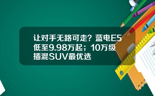 让对手无路可走？蓝电E5低至9.98万起；10万级插混SUV最优选