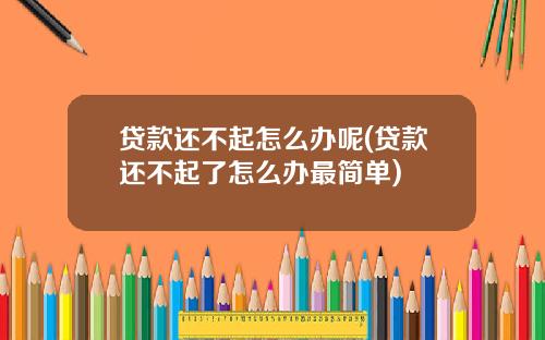 贷款还不起怎么办呢(贷款还不起了怎么办最简单)