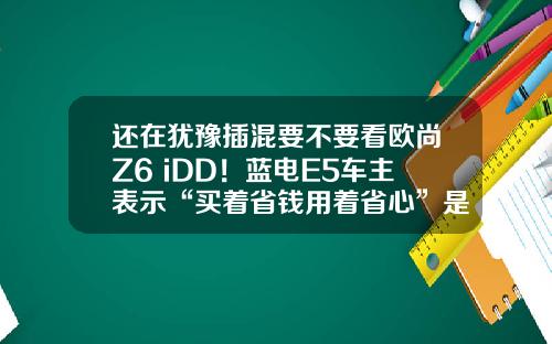 还在犹豫插混要不要看欧尚Z6 iDD！蓝电E5车主表示“买着省钱用着省心”是王道