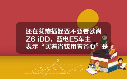 还在犹豫插混要不要看欧尚Z6 iDD，蓝电E5车主表示“买着省钱用着省心”是王道！
