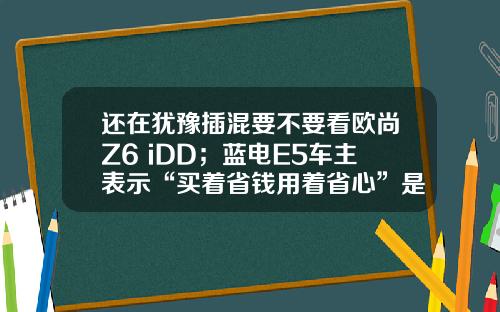 还在犹豫插混要不要看欧尚Z6 iDD；蓝电E5车主表示“买着省钱用着省心”是王道