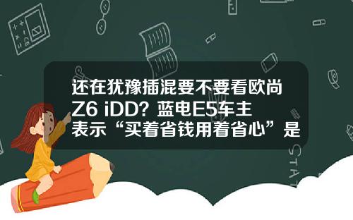 还在犹豫插混要不要看欧尚Z6 iDD？蓝电E5车主表示“买着省钱用着省心”是王道
