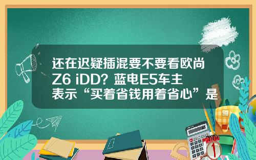 还在迟疑插混要不要看欧尚Z6 iDD？蓝电E5车主表示“买着省钱用着省心”是王道