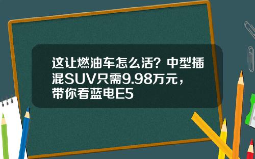 这让燃油车怎么活？中型插混SUV只需9.98万元，带你看蓝电E5