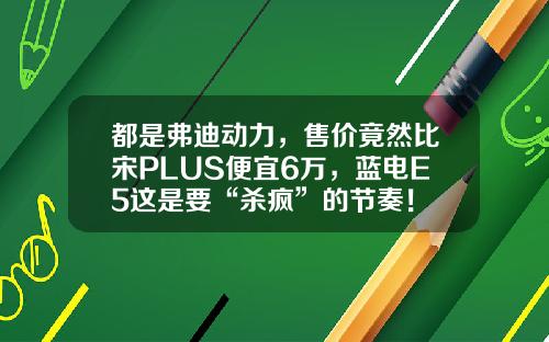 都是弗迪动力，售价竟然比宋PLUS便宜6万，蓝电E5这是要“杀疯”的节奏！