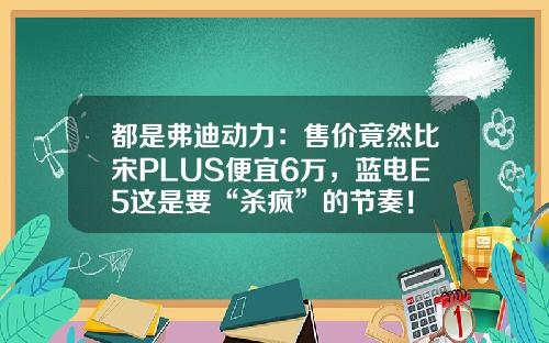 都是弗迪动力：售价竟然比宋PLUS便宜6万，蓝电E5这是要“杀疯”的节奏！