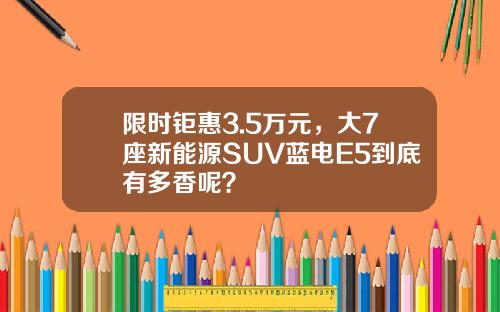限时钜惠3.5万元，大7座新能源SUV蓝电E5到底有多香呢？