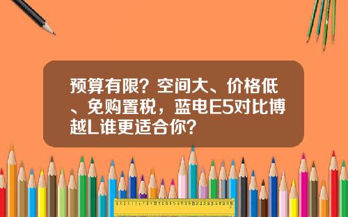 预算有限？空间大、价格低、免购置税，蓝电E5对比博越L谁更适合你？