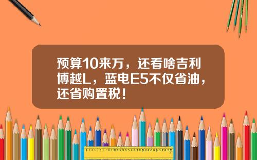 预算10来万，还看啥吉利博越L，蓝电E5不仅省油，还省购置税！