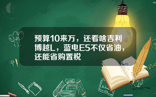 预算10来万，还看啥吉利博越L，蓝电E5不仅省油，还能省购置税
