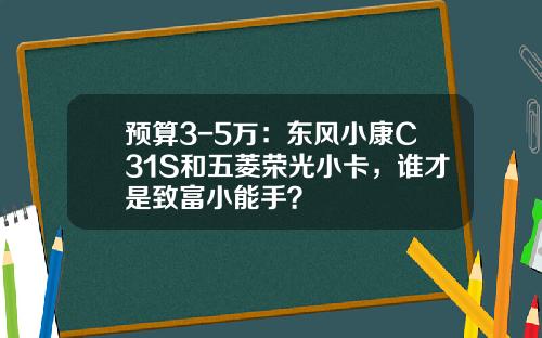 预算3-5万：东风小康C31S和五菱荣光小卡，谁才是致富小能手？