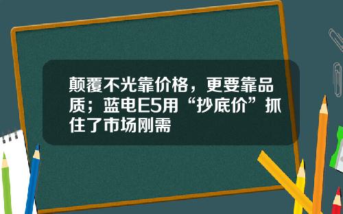 颠覆不光靠价格，更要靠品质；蓝电E5用“抄底价”抓住了市场刚需