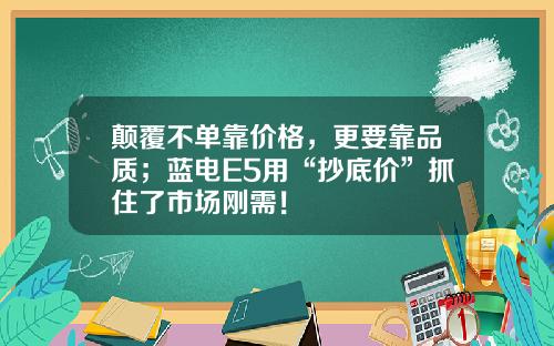 颠覆不单靠价格，更要靠品质；蓝电E5用“抄底价”抓住了市场刚需！