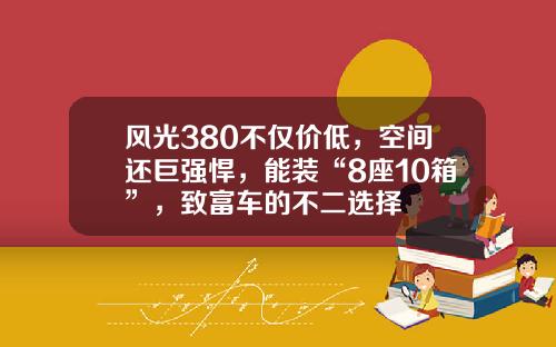 风光380不仅价低，空间还巨强悍，能装“8座10箱”，致富车的不二选择