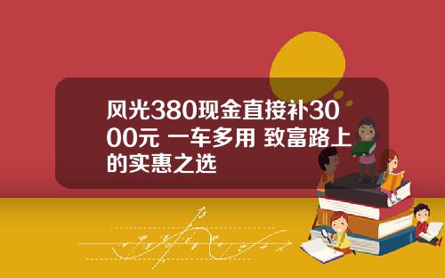 风光380现金直接补3000元 一车多用 致富路上的实惠之选