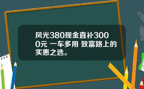 风光380现金直补3000元 一车多用 致富路上的实惠之选。