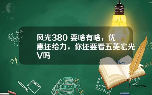风光380 要啥有啥，优惠还给力，你还要看五菱宏光V吗