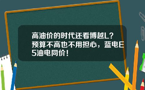 高油价的时代还看博越L？预算不高也不用担心，蓝电E5油电同价！