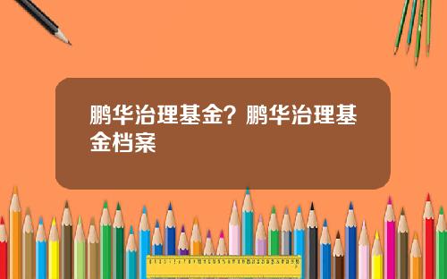 鹏华治理基金？鹏华治理基金档案