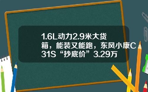 1.6L动力2.9米大货箱，能装又能跑，东风小康C31S“抄底价”3.29万元
