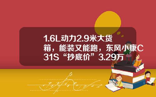1.6L动力2.9米大货箱，能装又能跑，东风小康C31S“抄底价”3.29万