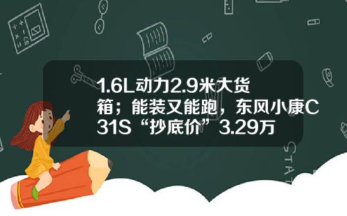 1.6L动力2.9米大货箱；能装又能跑，东风小康C31S“抄底价”3.29万！