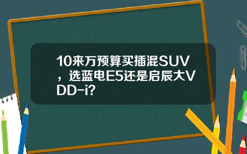 10来万预算买插混SUV，选蓝电E5还是启辰大V DD-i？