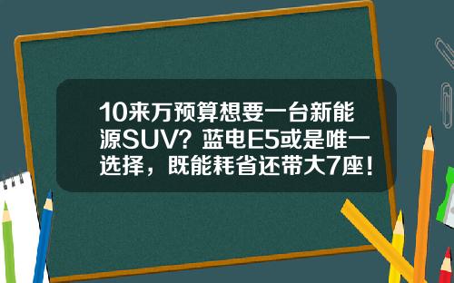 10来万预算想要一台新能源SUV？蓝电E5或是唯一选择，既能耗省还带大7座！