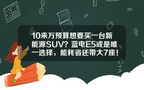 10来万预算想要买一台新能源SUV？蓝电E5或是唯一选择，能耗省还带大7座！