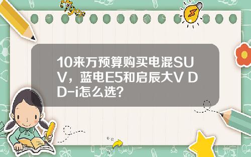 10来万预算购买电混SUV，蓝电E5和启辰大V DD-i怎么选？