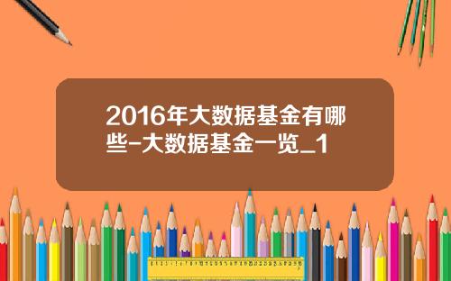 2016年大数据基金有哪些-大数据基金一览_1