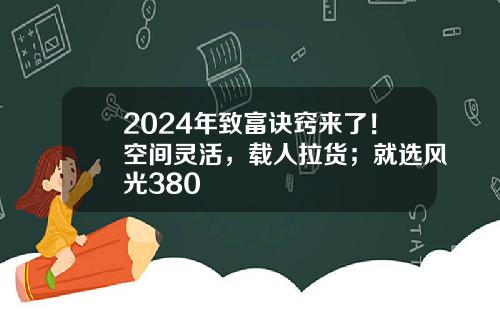 2024年致富诀窍来了！空间灵活，载人拉货；就选风光380