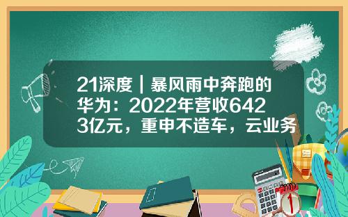 21深度｜暴风雨中奔跑的华为：2022年营收6423亿元，重申不造车，云业务猛增-华为总资产有多少【新闻】