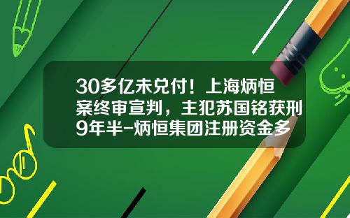 30多亿未兑付！上海炳恒案终审宣判，主犯苏国铭获刑9年半-炳恒集团注册资金多少