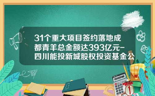 31个重大项目签约落地成都青羊总金额达393亿元-四川能投新城股权投资基金公司