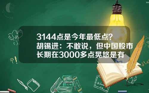 3144点是今年最低点？胡锡进：不敢说，但中国股市长期在3000多点晃悠是有问题的，希望有慢牛-美团大众点评股票代码是多少