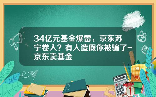 34亿元基金爆雷，京东苏宁卷入？有人造假你被骗了-京东卖基金