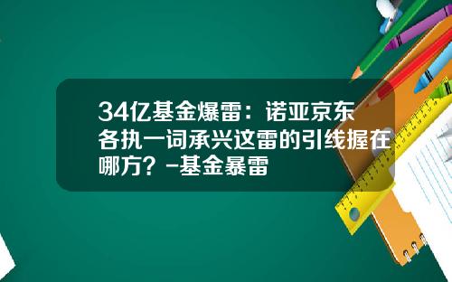 34亿基金爆雷：诺亚京东各执一词承兴这雷的引线握在哪方？-基金暴雷