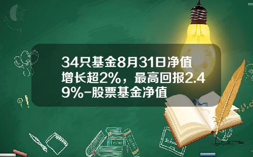 34只基金8月31日净值增长超2%，最高回报2.49%-股票基金净值