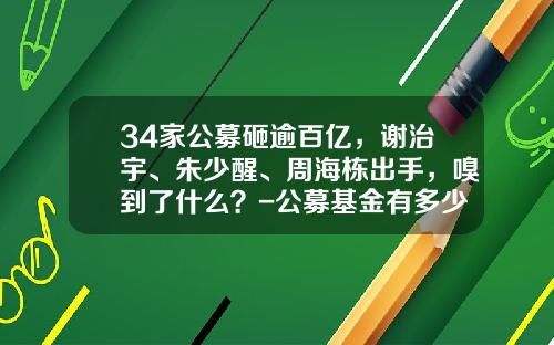 34家公募砸逾百亿，谢治宇、朱少醒、周海栋出手，嗅到了什么？-公募基金有多少家上市公司
