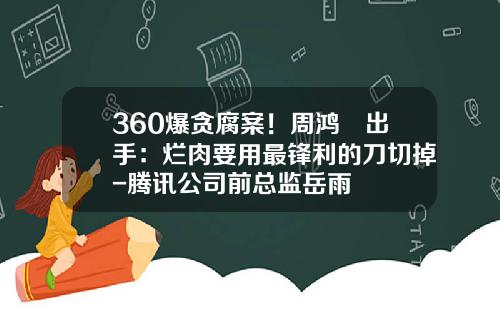 360爆贪腐案！周鸿祎出手：烂肉要用最锋利的刀切掉-腾讯公司前总监岳雨