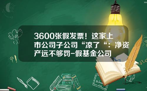 3600张假发票！这家上市公司子公司“凉了“：净资产远不够罚-假基金公司