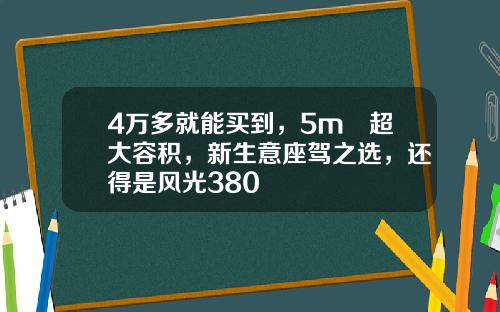 4万多就能买到，5m³超大容积，新生意座驾之选，还得是风光380