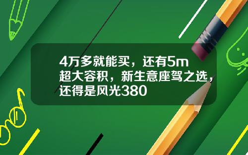 4万多就能买，还有5m³超大容积，新生意座驾之选，还得是风光380