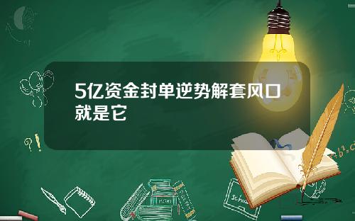 5亿资金封单逆势解套风口就是它