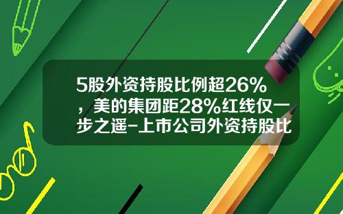 5股外资持股比例超26%，美的集团距28%红线仅一步之遥-上市公司外资持股比例