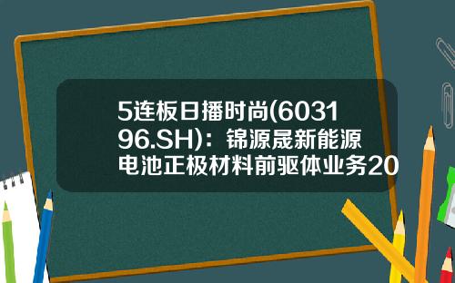 5连板日播时尚(603196.SH)：锦源晟新能源电池正极材料前驱体业务2023年或无法实现盈利-一周时尚资讯股票