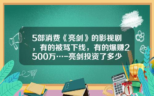 5部消费《亮剑》的影视剧，有的被骂下线，有的爆赚2500万…-亮剑投资了多少钱