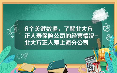 6个关键数据，了解北大方正人寿保险公司的经营情况-北大方正人寿上海分公司